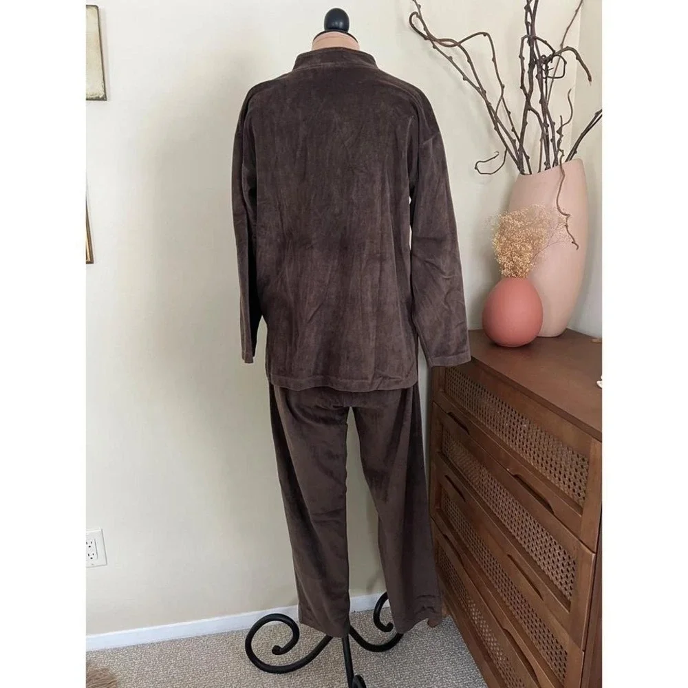 Vintage SK Sport Brown Velour Two Piece Lounge Set - Picture 4 of 6